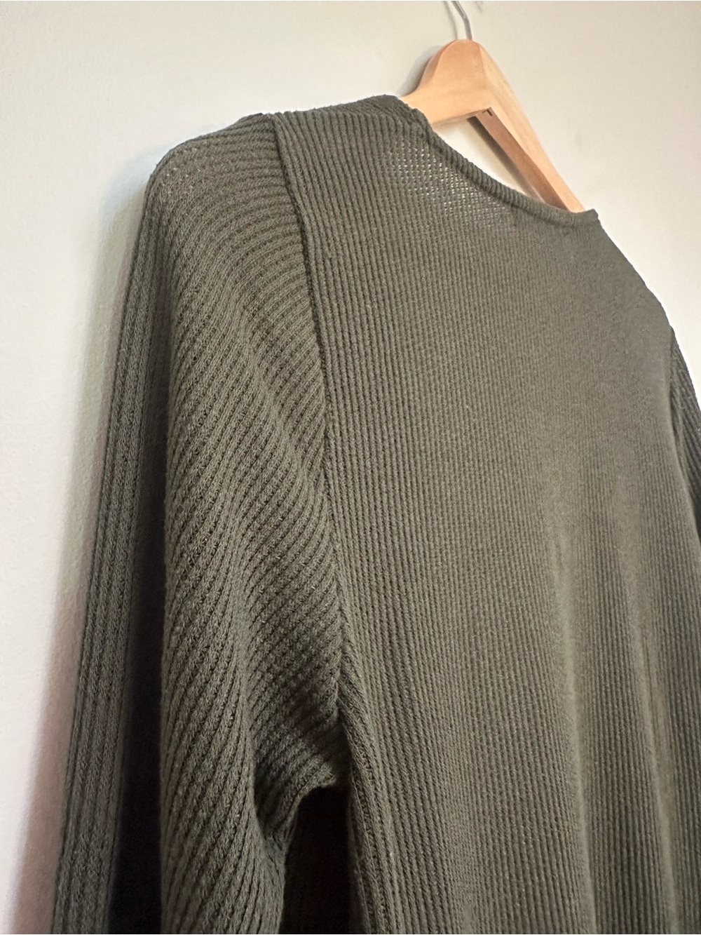 Active‎ USA Ribbed Cardigan Women’s Medium Olive Green Open Front Pockets - Picture 9 of 12